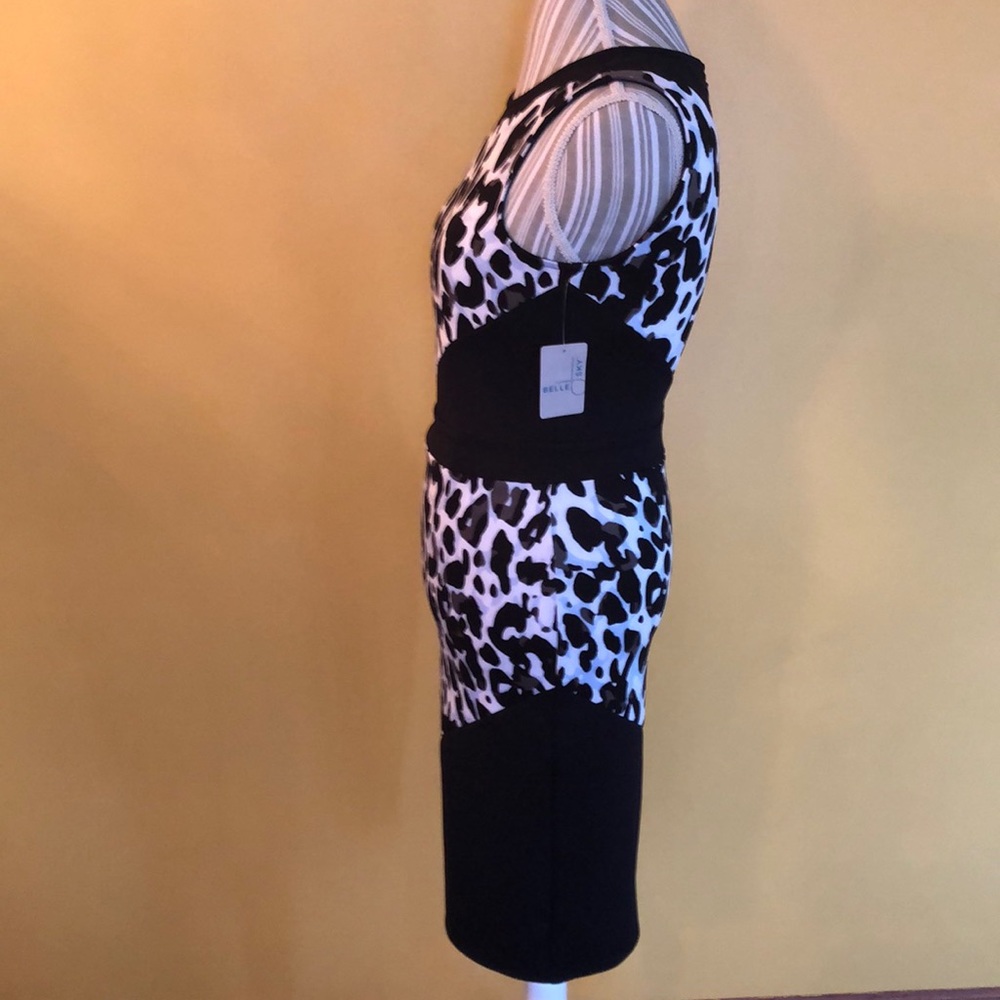 NWT Belle Sky Black/White/Gray Animal Dress XS - Picture 2 of 4